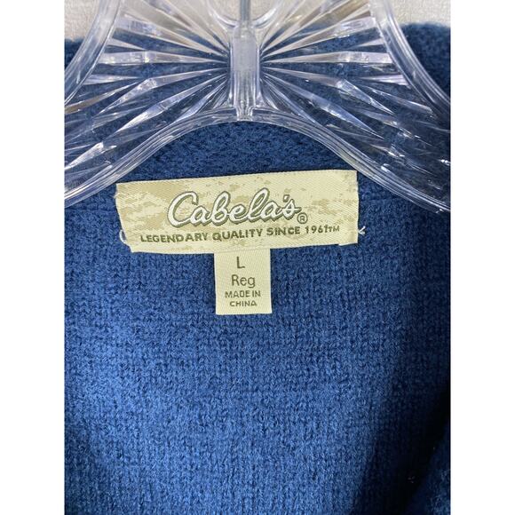 Cabelas Jacket Womens L Blue Embroidered Button Up Long Sleeve Wool Cotton Blend - Picture 3 of 12